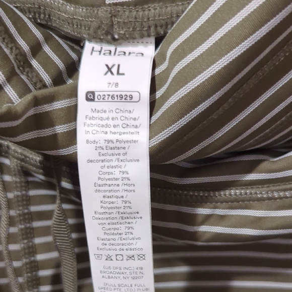 NWT HALARA Striped Olive Green 7/8 Leggings - Picture 2 of 9